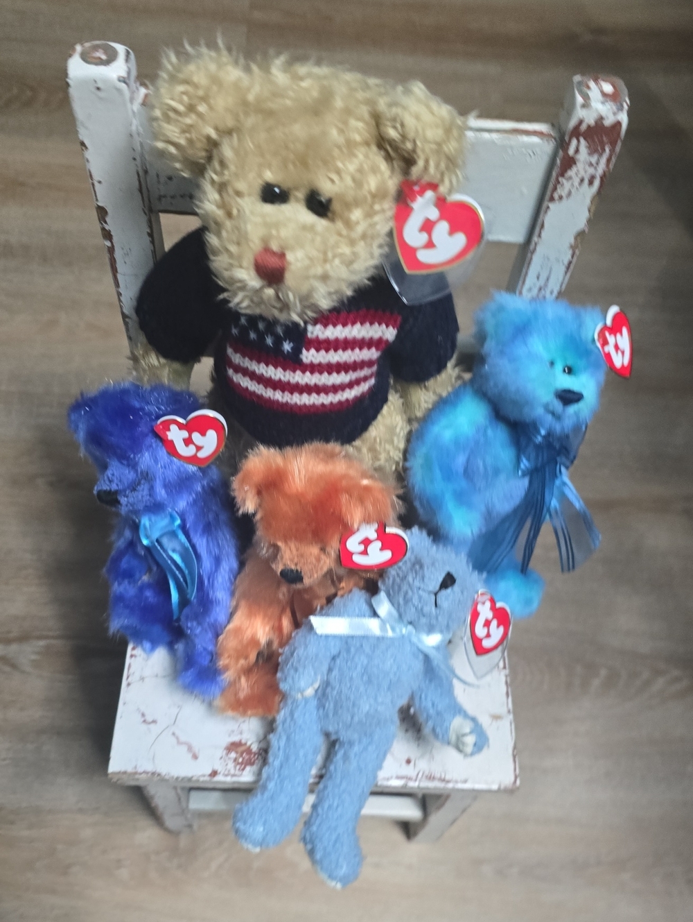 Lot of 5 Vintage Ty Attic Treasures Plush Bears Jointed